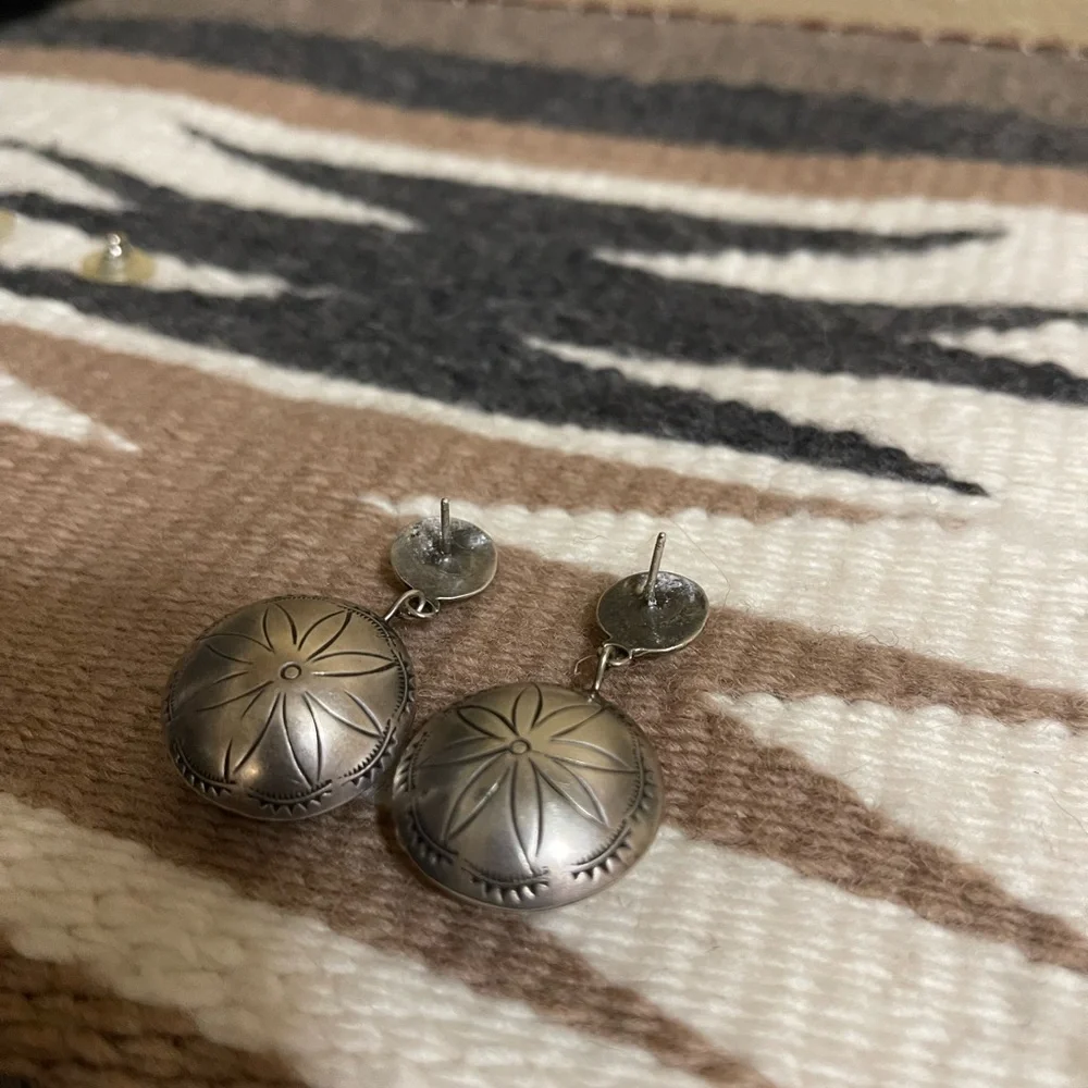 Sterling Silver Stamped Pillow Earrings - Picture 4 of 4